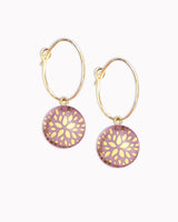 Creolen mit Porzellan-Anhänger 'Blumenstern'