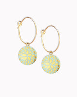 Creolen mit Porzellan-Anhänger 'Blumenstern'