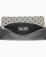 Leder-Foldover-Clutch 'Finja' - Schwarz/Weiß