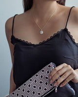 Leder-Foldover-Clutch 'Finja' - Schwarz/Weiß