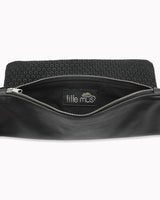 Leder-Foldover-Clutch 'Finja' - Schwarz/Prägung