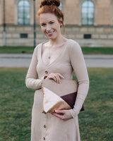 Vegane Geo-Umhängetasche 'Gesina' - Beige/Roségold/Bordeaux