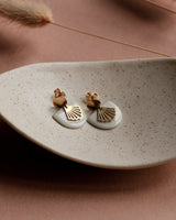 Ohrstecker 'Halbkreis Fächer' aus Porzellan