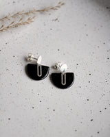 Ohrstecker 'Halbkreis Oval' aus Porzellan