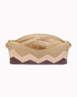 Vegane Zick-Zack-Clutch 'Zilia' - Beige/Roségold/Bordeaux