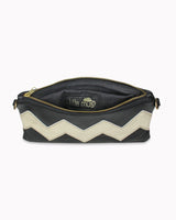 Vegane Zick-Zack-Clutch 'Zilia' - Schwarz/Gold
