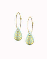 Creolen mit Porzellan-Anhänger 'Tropfen Blume'