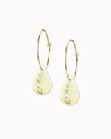 Creolen mit Porzellan-Anhänger 'Tropfen Blume'