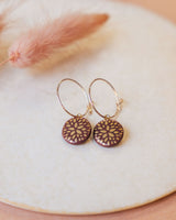 Creolen mit Porzellan-Anhänger 'Blumenstern'