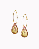 Creolen mit Porzellan-Anhänger 'Tropfen Pfau'