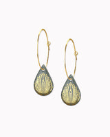 Creolen mit Porzellan-Anhänger 'Tropfen Pfau'