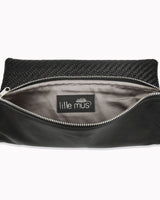 Leder-Foldover-Clutch 'Finja' - Schwarz/geflochten