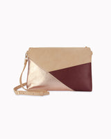 Vegane Geo-Umhängetasche 'Gesina' - Beige/Roségold/Bordeaux