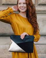 Vegane 'Geo'-Umhängetasche 'Gesina' - Schwarz/Gold