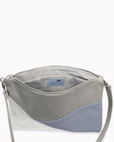 Leder-Umhängetasche 'Gesina' - Grau/Blau/Silber