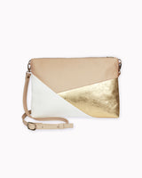 Leder-Umhängetasche 'Gesina' - Nude/Gold/Weiß
