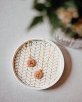 Schmuck-Tellerchen mit Muster 'Fischgrät' Weiß-Gold