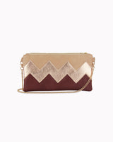 Vegane Zick-Zack-Clutch 'Zilia' - Beige/Roségold/Bordeaux