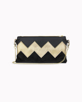 Vegane Zick-Zack-Clutch 'Zilia' - Schwarz/Gold