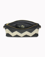 Vegane Zick-Zack-Clutch 'Zilia' - Schwarz/Gold