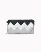 Vegane Zick-Zack-Clutch 'Zilia' - Grau/Silber/Schwarz