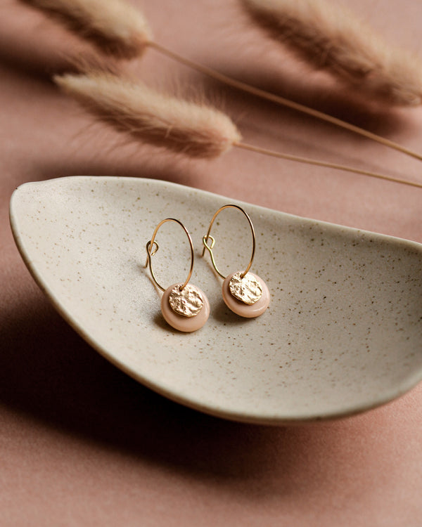 Creolen 'Mondplättchen' aus Porzellan