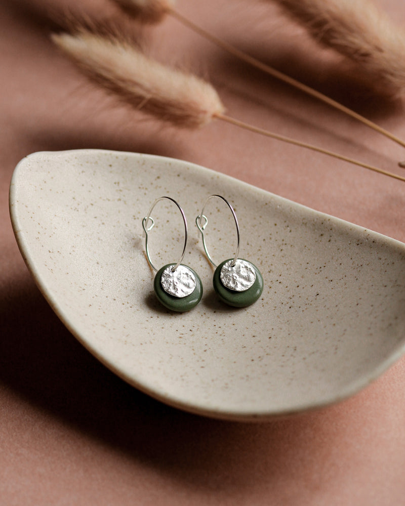 Creolen 'Mondplättchen' aus Porzellan