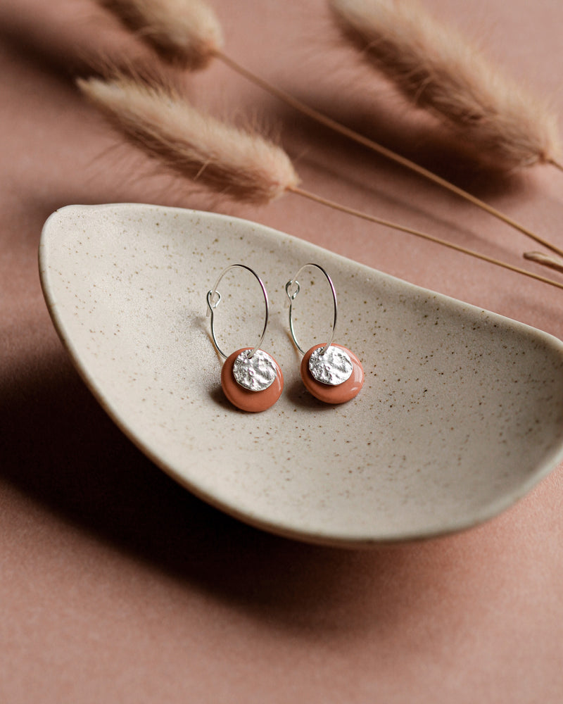 Creolen 'Mondplättchen' aus Porzellan