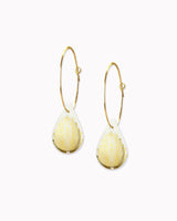 Creolen mit Porzellan-Anhänger 'Tropfen Pfau'