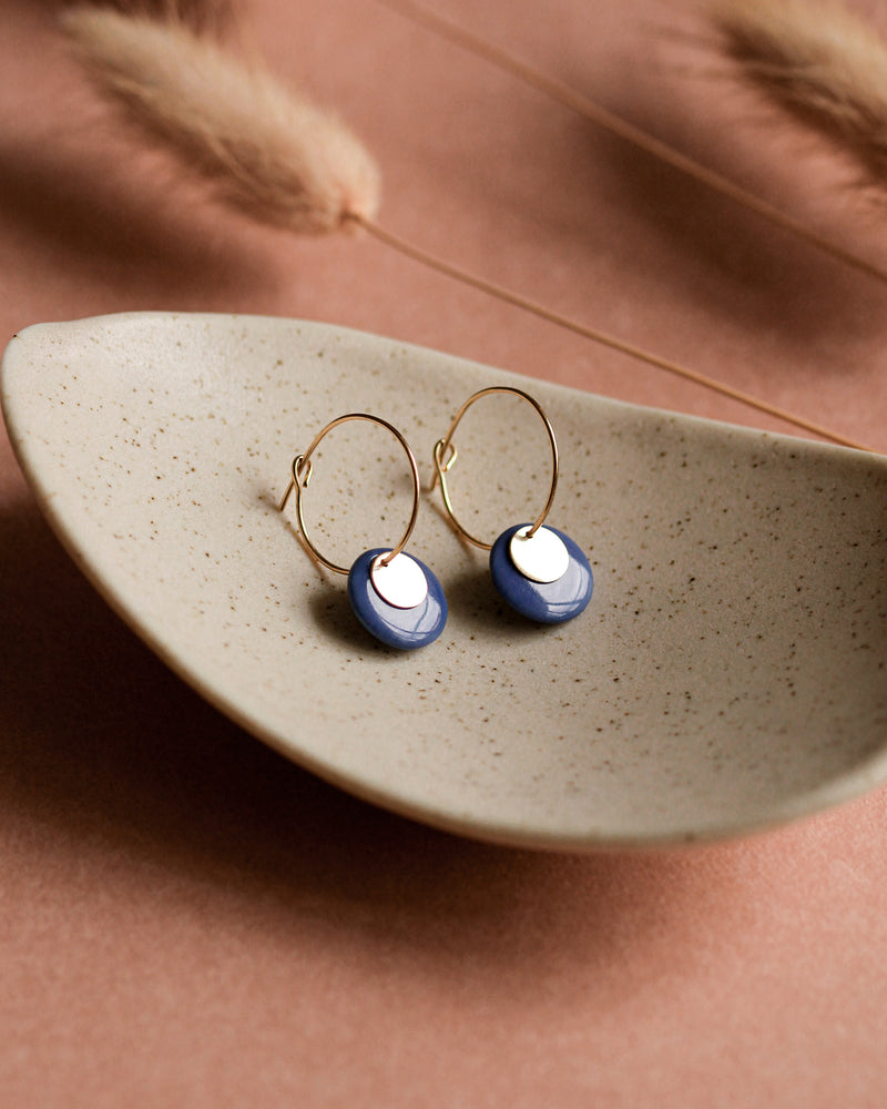 Creolen 'Plättchen' aus Porzellan