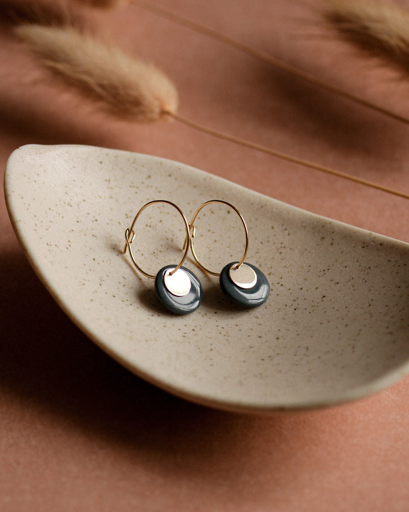 Creolen 'Plättchen' aus Porzellan