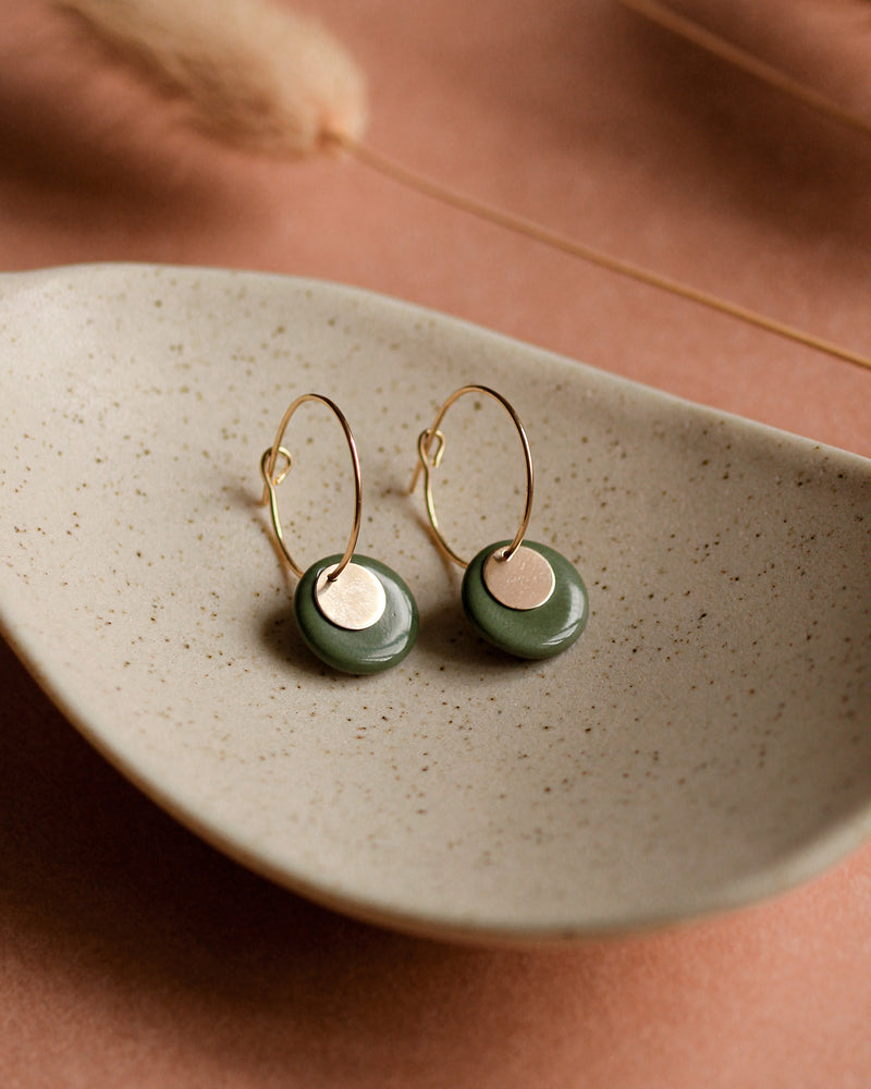 Creolen 'Plättchen' aus Porzellan