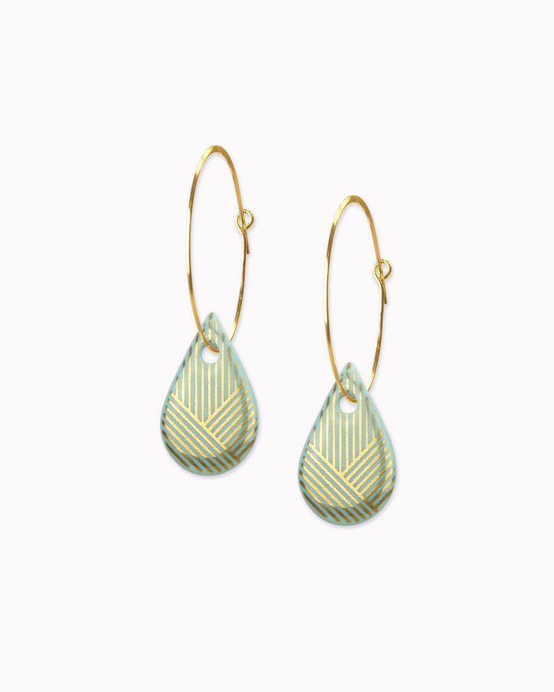 Creolen mit Porzellan-Anhänger 'Tropfen Triple'