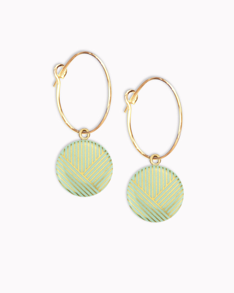 Creolen mit Porzellan-Anhänger 'Triple'