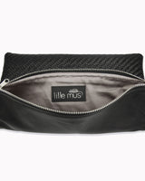Leder-Foldover-Clutch 'Finja' - Schwarz/geflochten