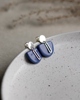 Ohrstecker 'Halbkreis Oval' aus Porzellan