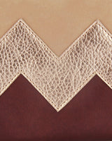 Vegane Zick-Zack-Clutch 'Zilia' - Beige/Roségold/Bordeaux