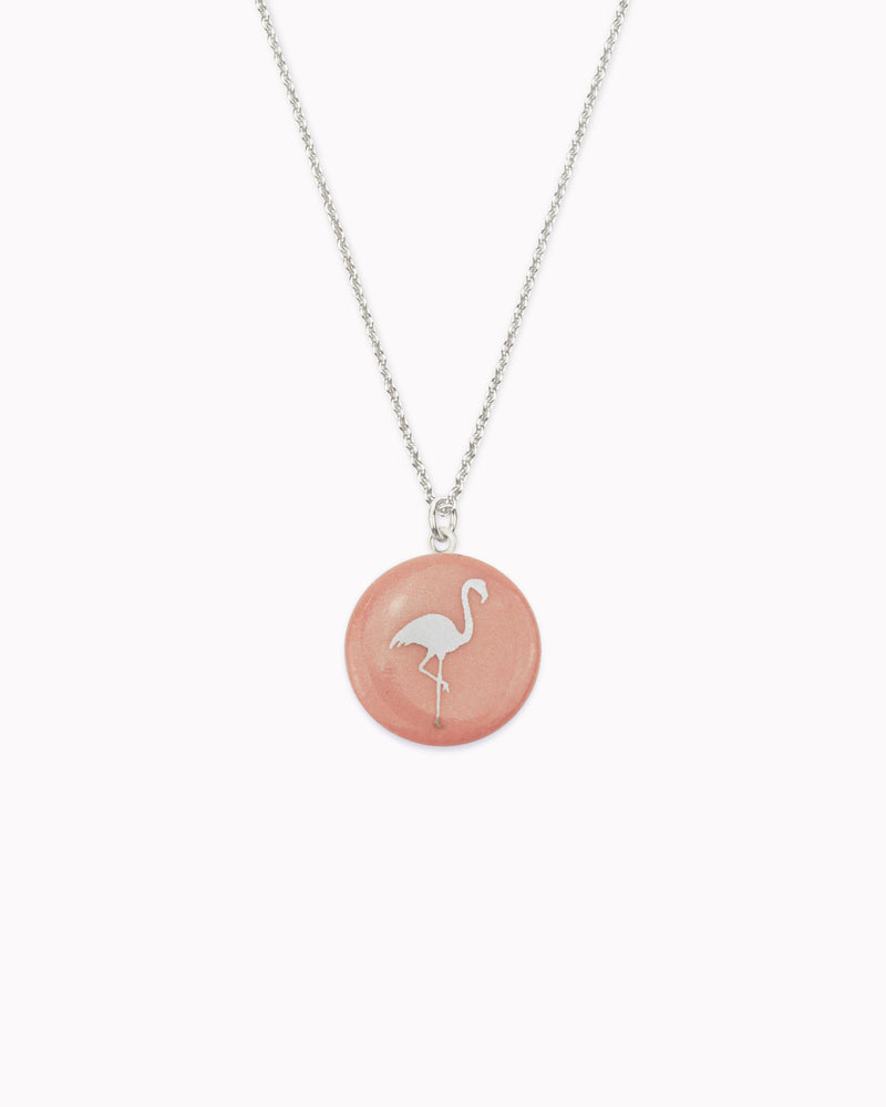 Halskette mit Porzellan-Anhänger 'Flamingo'
