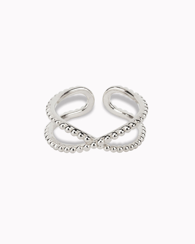 Ring 'Doppelperlen' 925 Silber / vergoldet