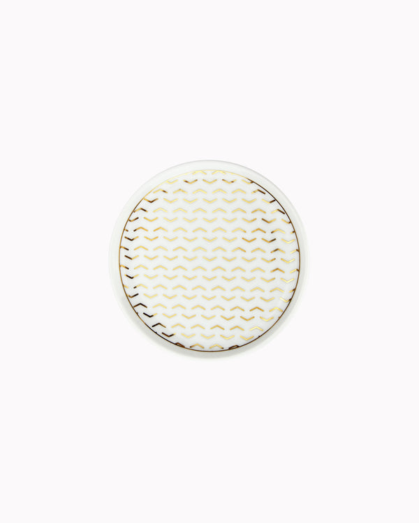 Schmuck-Tellerchen mit Muster 'Pfeile' Weiß-Gold